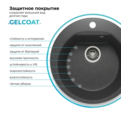Мойка кухонная POLYGRAN ATOL 520 (черный №16)